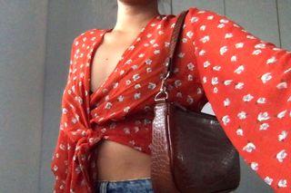 floral scarlet red top