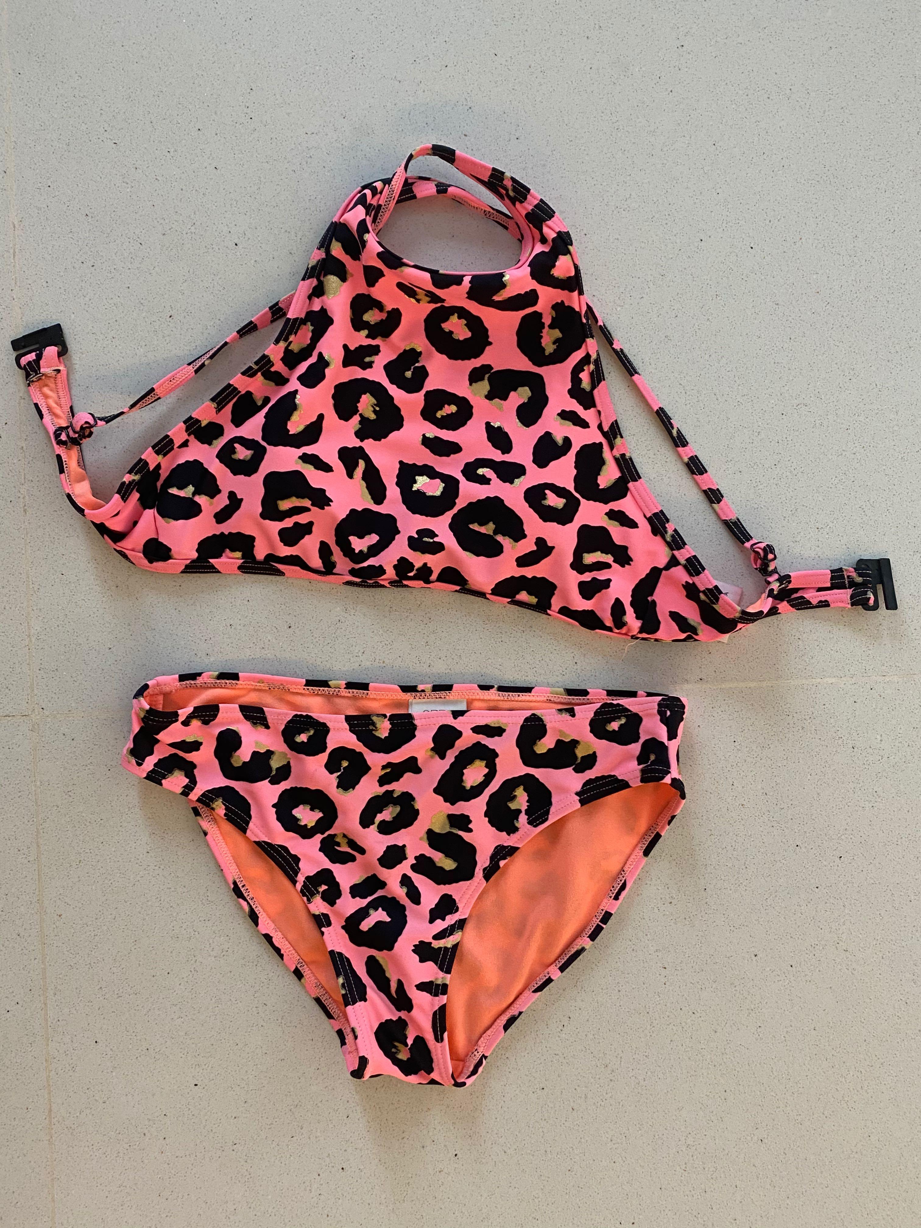 pink leopard bikini set