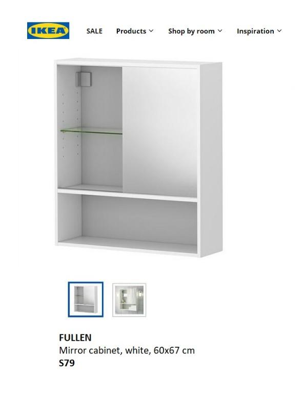 Ikea Fullen Bathroom Mirror Cabinet White Furniture Shelves Drawers On Carousell