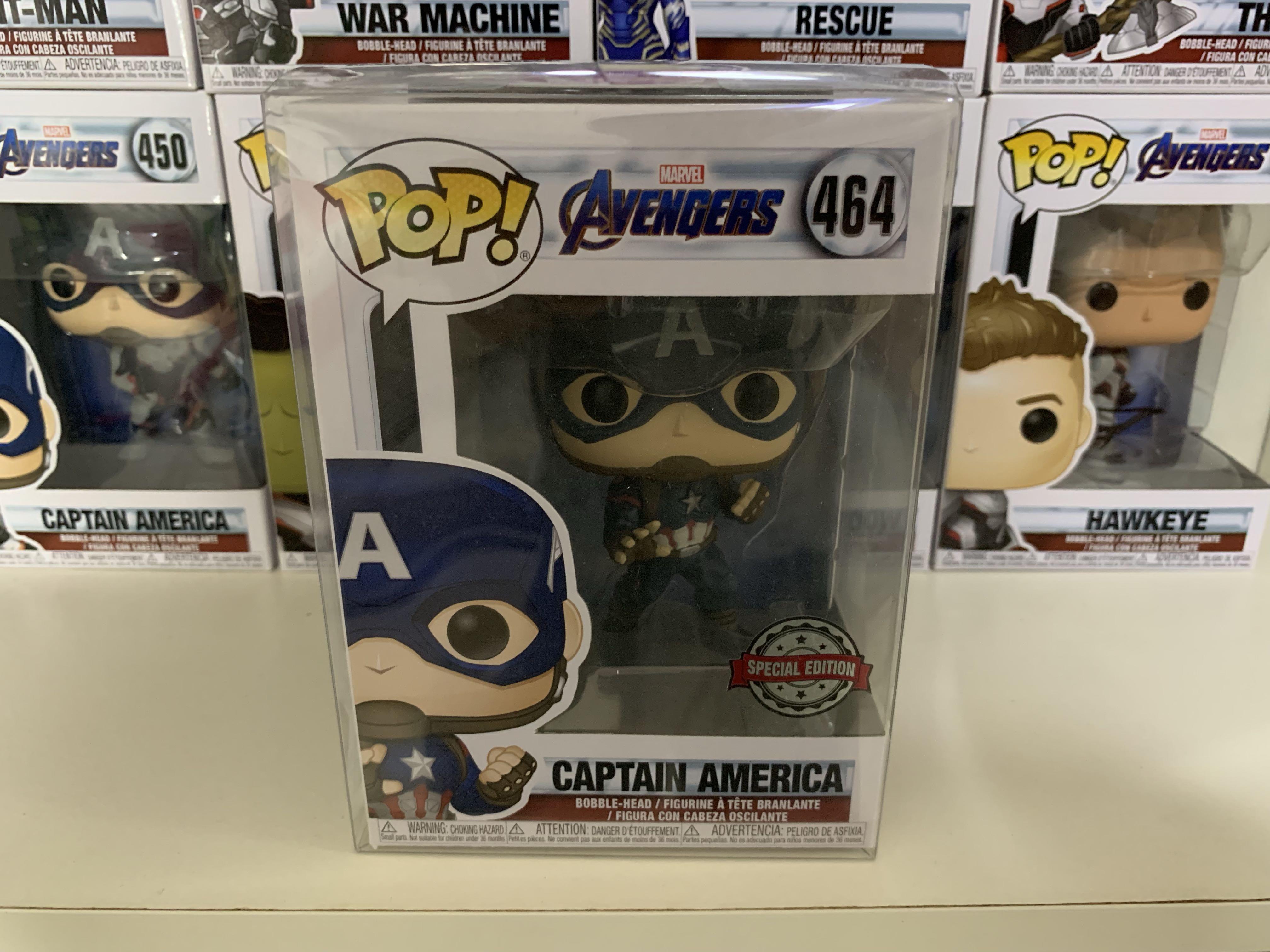 Marvel Funko Pop Captain America Avengers Endgame Vinyl Figure W Thanos Coaster Pop Protector Exclusive Toys Games Bricks Figurines On Carousell