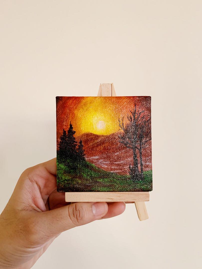 mini canvas painting - bob ross inspired, Hobbies & Toys, Stationery & Craft, Art & Prints on Carousell Mini Canvas Painting - Bob Ross Inspired, Hobbies & Toys, Stationery & Craft, Art & Prints On Carousell