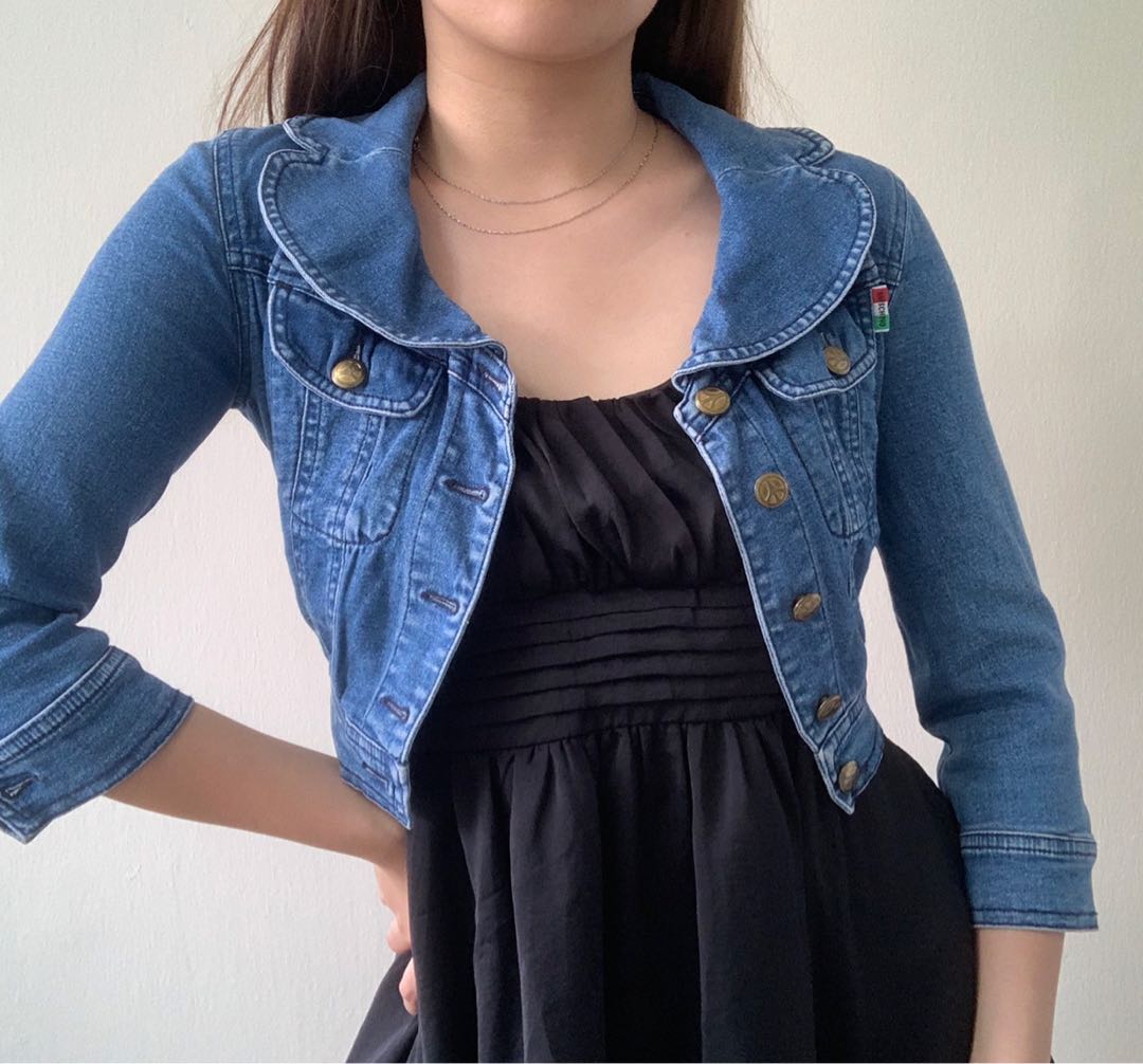 Moschino cropped denim jacket outlet
