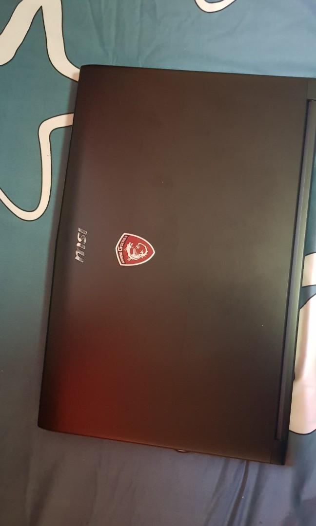 MSI gaming laptop (Category: Computer Parts) located in Singapore. Submitted by swinkybabes (Listing ID 1014396708, Image 3). Description: Detailed specs found here: https://www.msi.com/Laptop/GP62-6QF-Leopard-Pro/Specification Win 10 OS I7 6th gen 8GB ram 1000GB HDD Smoothness 9/10.