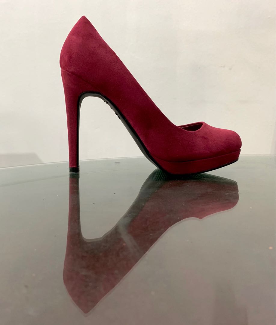 New Look Platform Court Shoes Magenta Suede Size UK5 EU 38