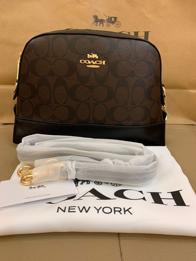 Ready Stock authentic coach dome crossbody in signature canvas, Women's