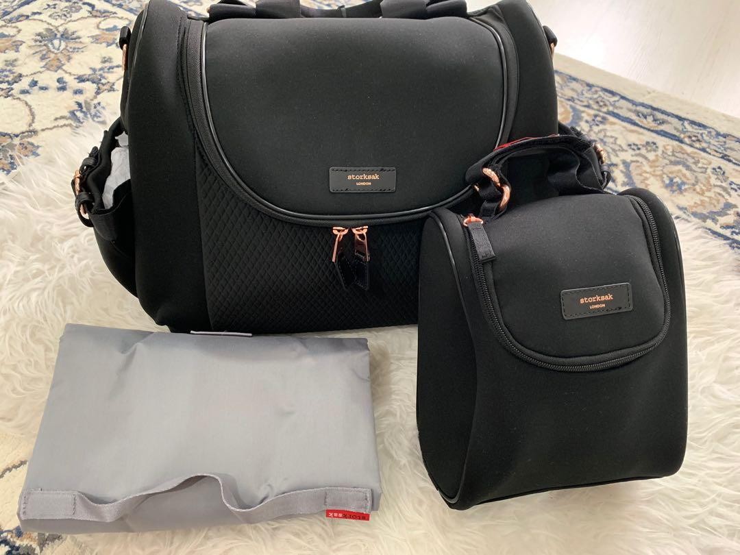 Diaper Bag : Storksak Poppy Luxe Black Scuba, Babies & Kids, Going Out, Diaper  Bags & Wetbags on Carousell