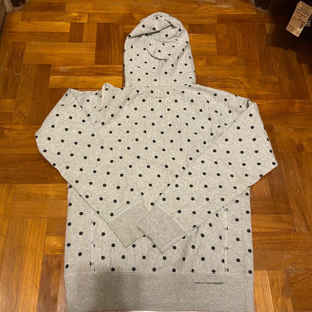 Supreme Commes Des Garcon CDG Grey Polka Dot Hoodie Jacket Men s Fashion Coats Jackets and Outerwear on Carousell