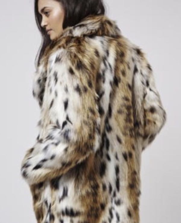 Topshop leopard faux fur coat discount