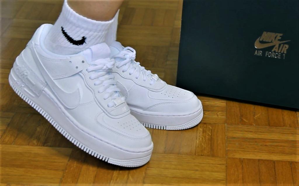 Nike air force 1 shadow sneakers in triple white clearance