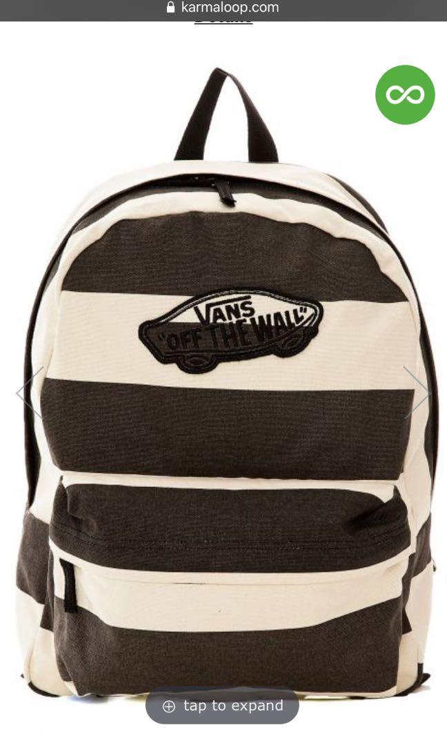 Vans black and deals white striped backpack