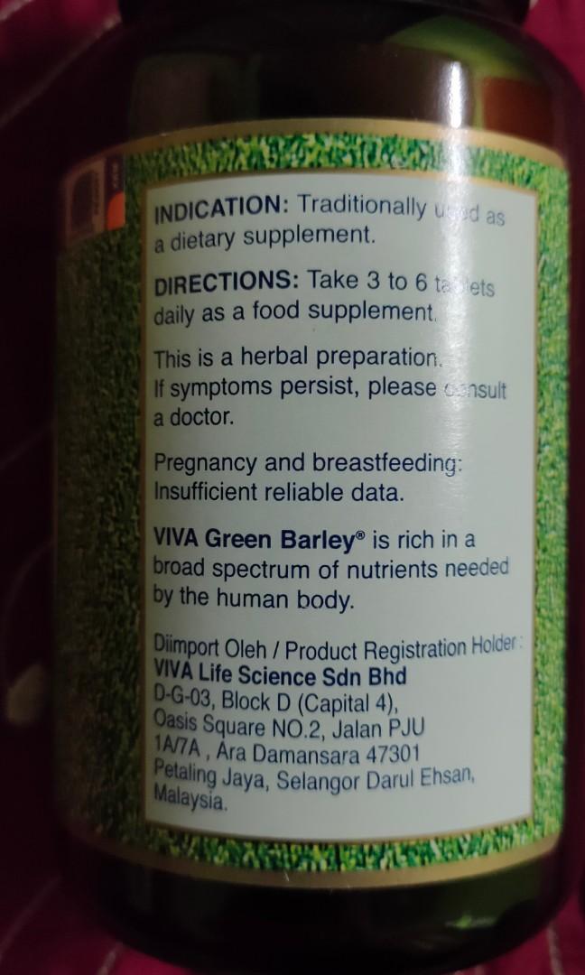 Viva Green Barley 205 300 Left Health Beauty Skin Bath Body On Carousell