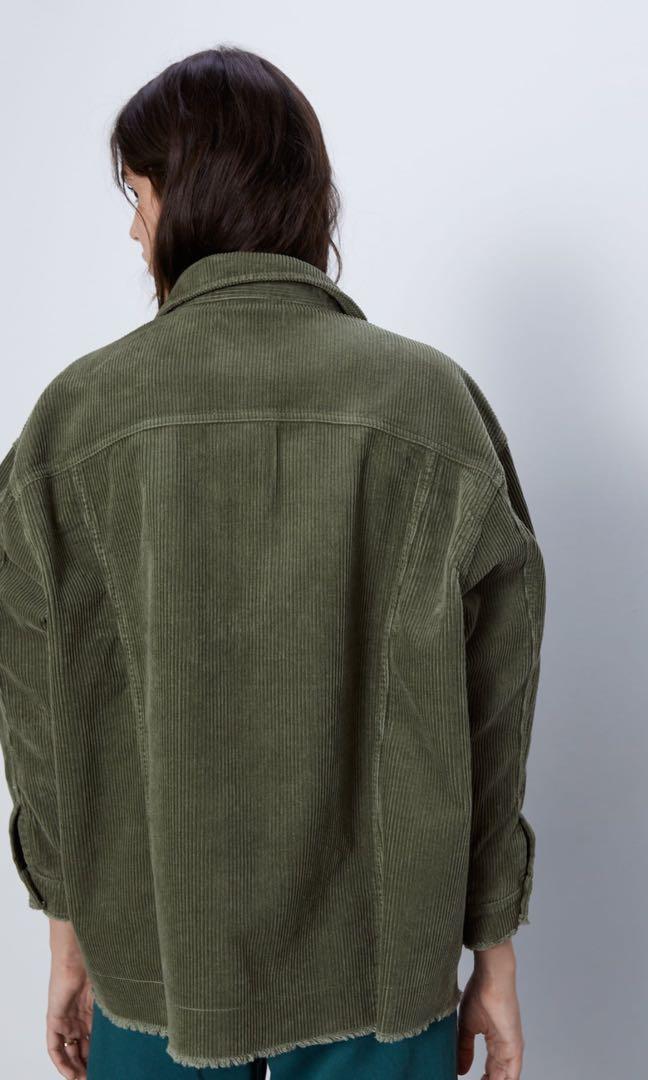 ZARA GREEN CORDUROY JACKET, Women's Fashion, Coats, Jackets and Outerwear on Carousell