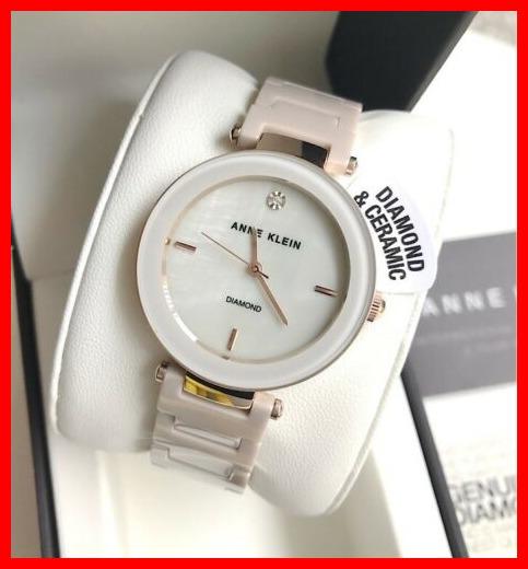 Anne Klein Diamond Rose Gold and Tan Ceramic Women Watch Women s