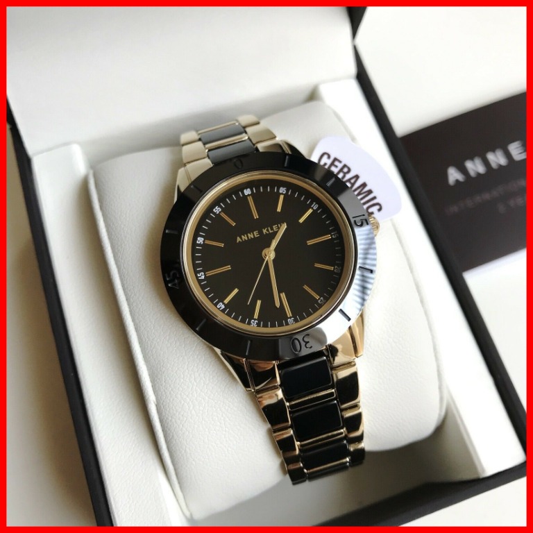 Anne klein ceramic deals watch with swarovski crystals