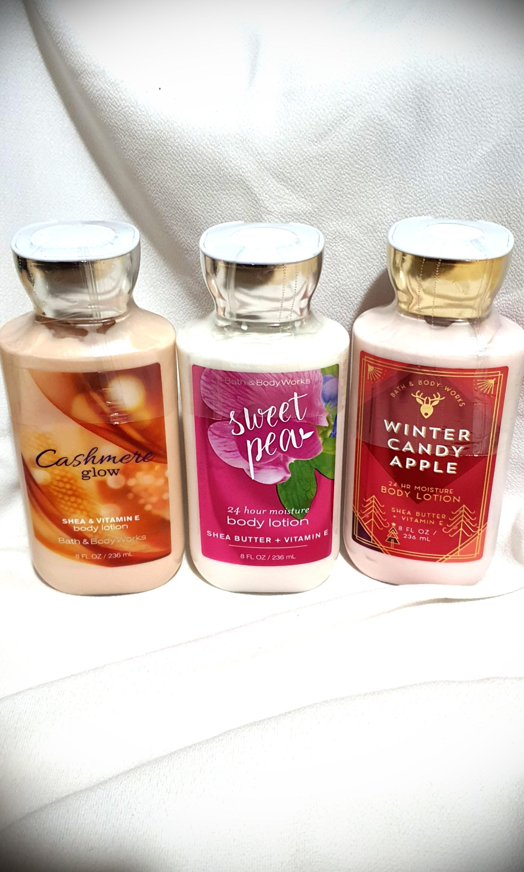 B Bw Lotion Cashmere Glow Sweet Pea Winter Candy Apple Beauty Personal Care Bath Body Body Care On Carousell