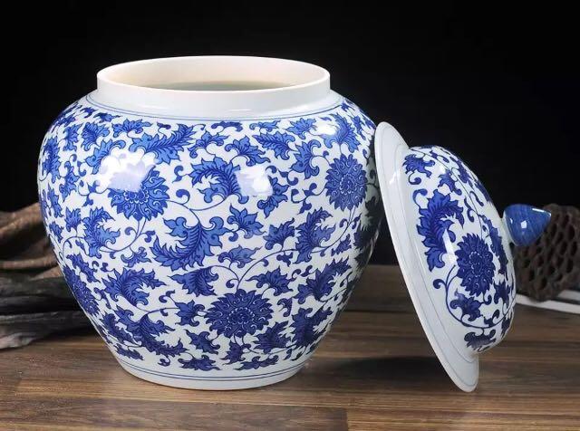 Blue White Lidded Jars Canister Storage Furniture Home