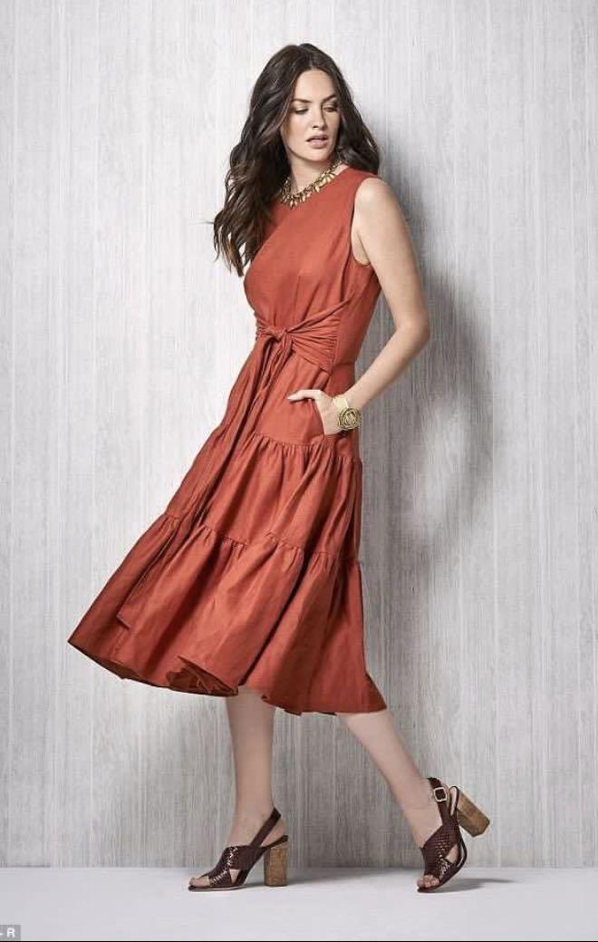 BN HOBBS SEVILLE maxi dress available in orange and white, Women's