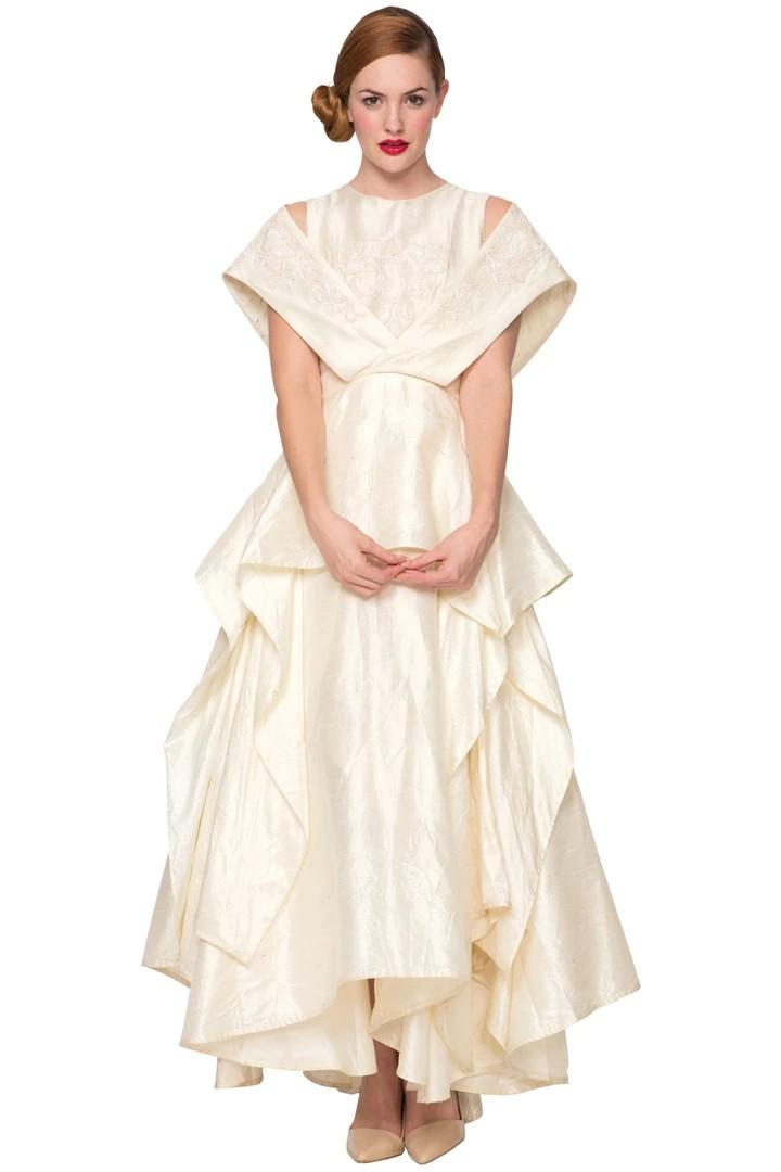 Bora Aksu Raw Silk Wedding Gown Ivory Like New