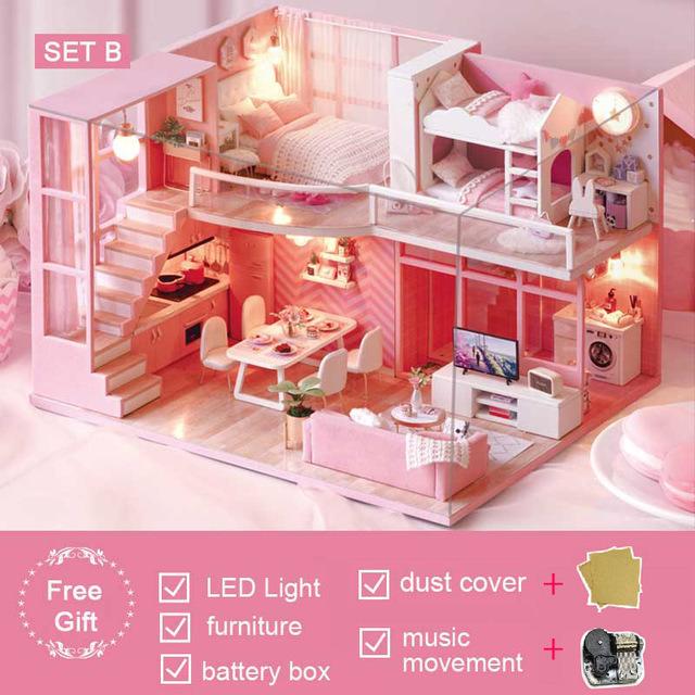 Diy Doll House Wooden Doll Houses Miniature Dollhouse Furniture Kit Toys For Children Christmas Gift L026 Toys Games Bricks Figurines On Carousell