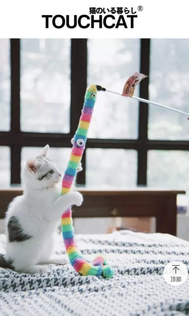 Kitten Cat Pet Toy Chaser Stick Rainbow Snack Streamer Interactive Play