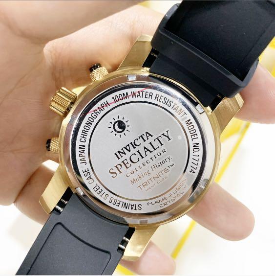 Invicta 17774 Specialty Men s Chronograph 45mm Gold Tone Black Dial Watch