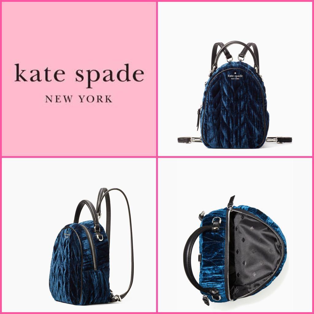 Kate spade blue velvet discount backpack