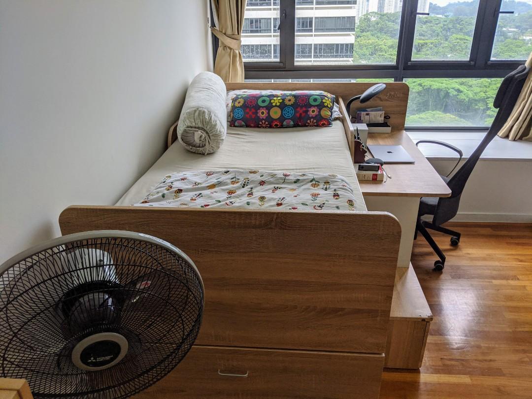 Single bed sales with study table