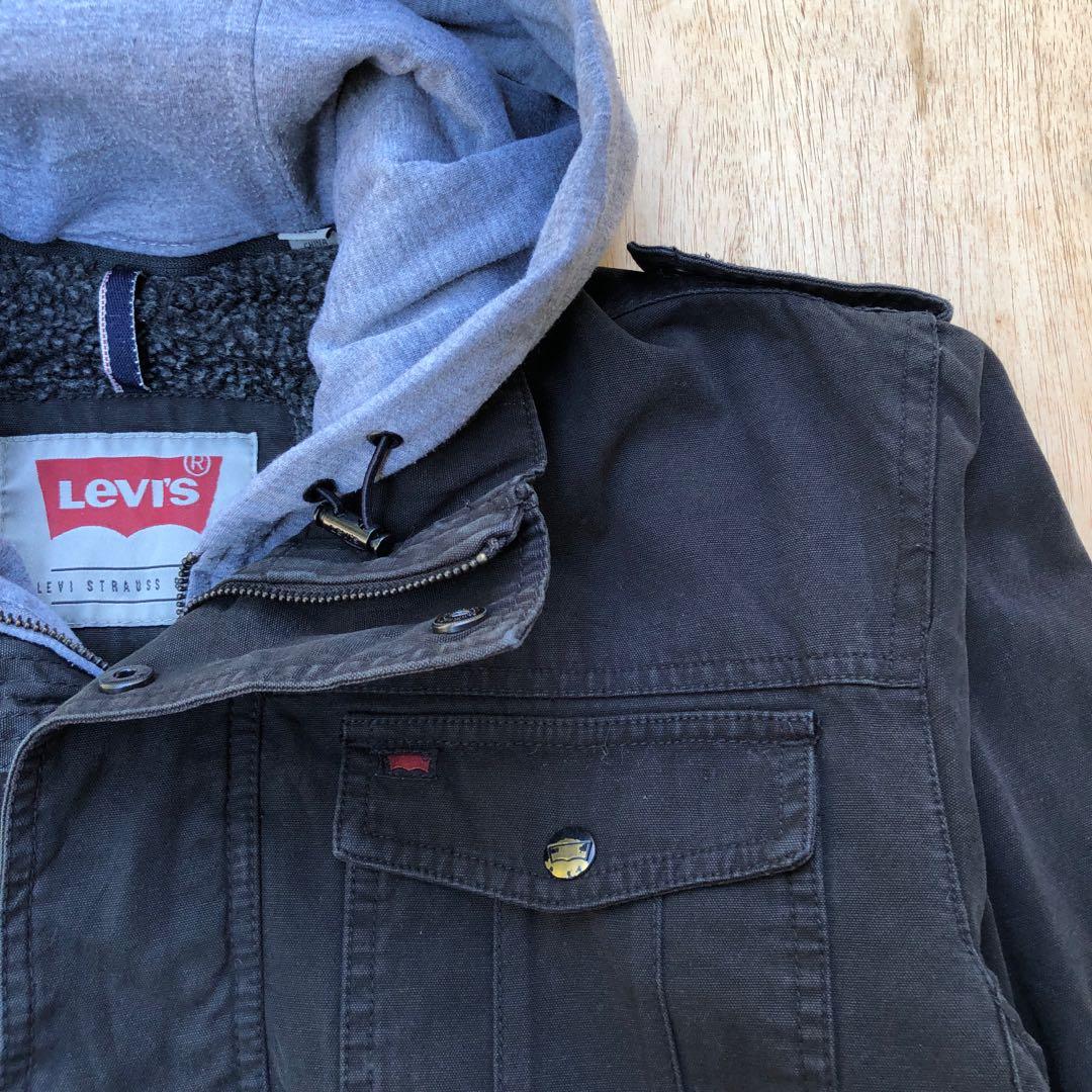 Canvas hooded military jacket by levi's top