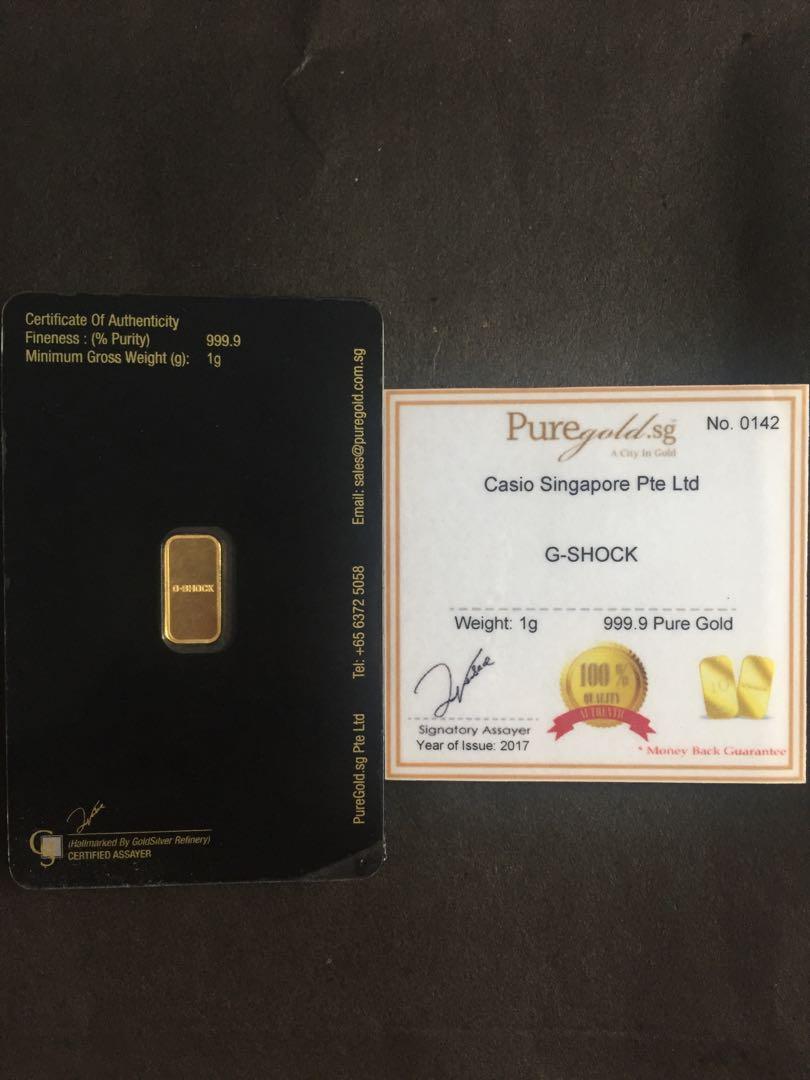 LImited Edition G SHOCK Puregold 1 Gram 999.9 Pure Gold Bar