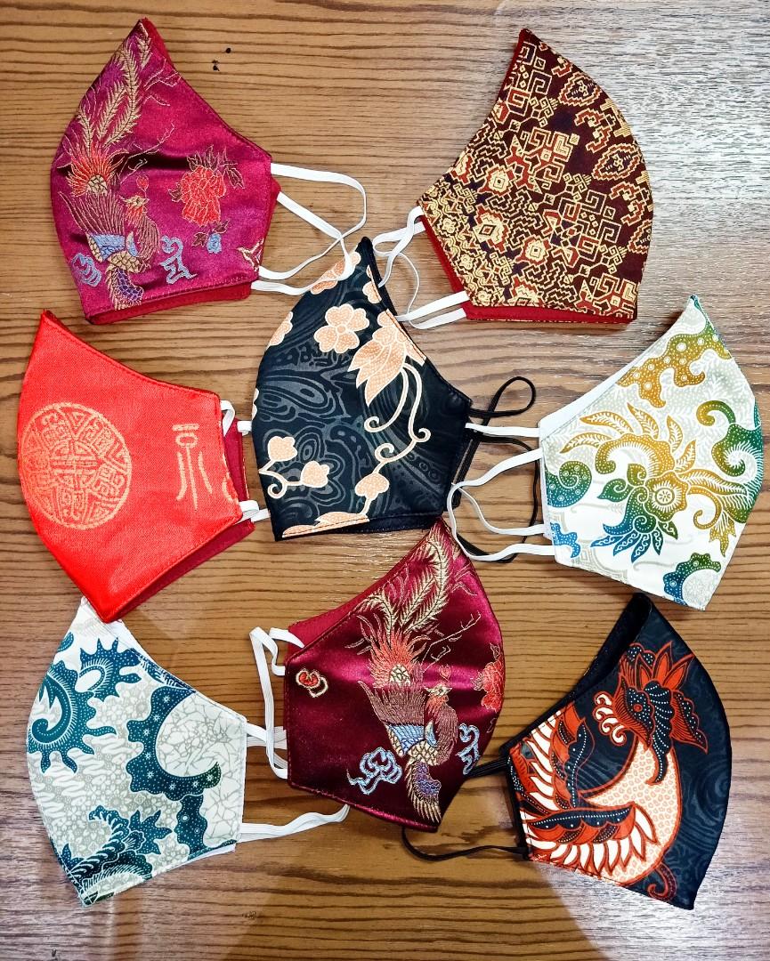 Masker Kain 3 Ply Motif Batik Premium Cotton Fesyen Wanita Aksesoris Di Carousell