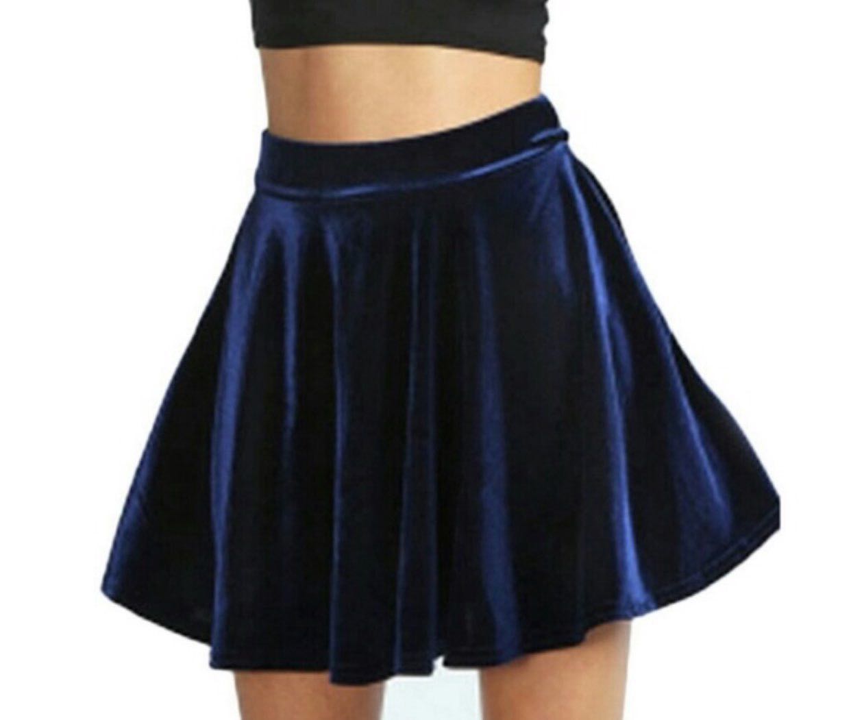 light blue velvet skirt