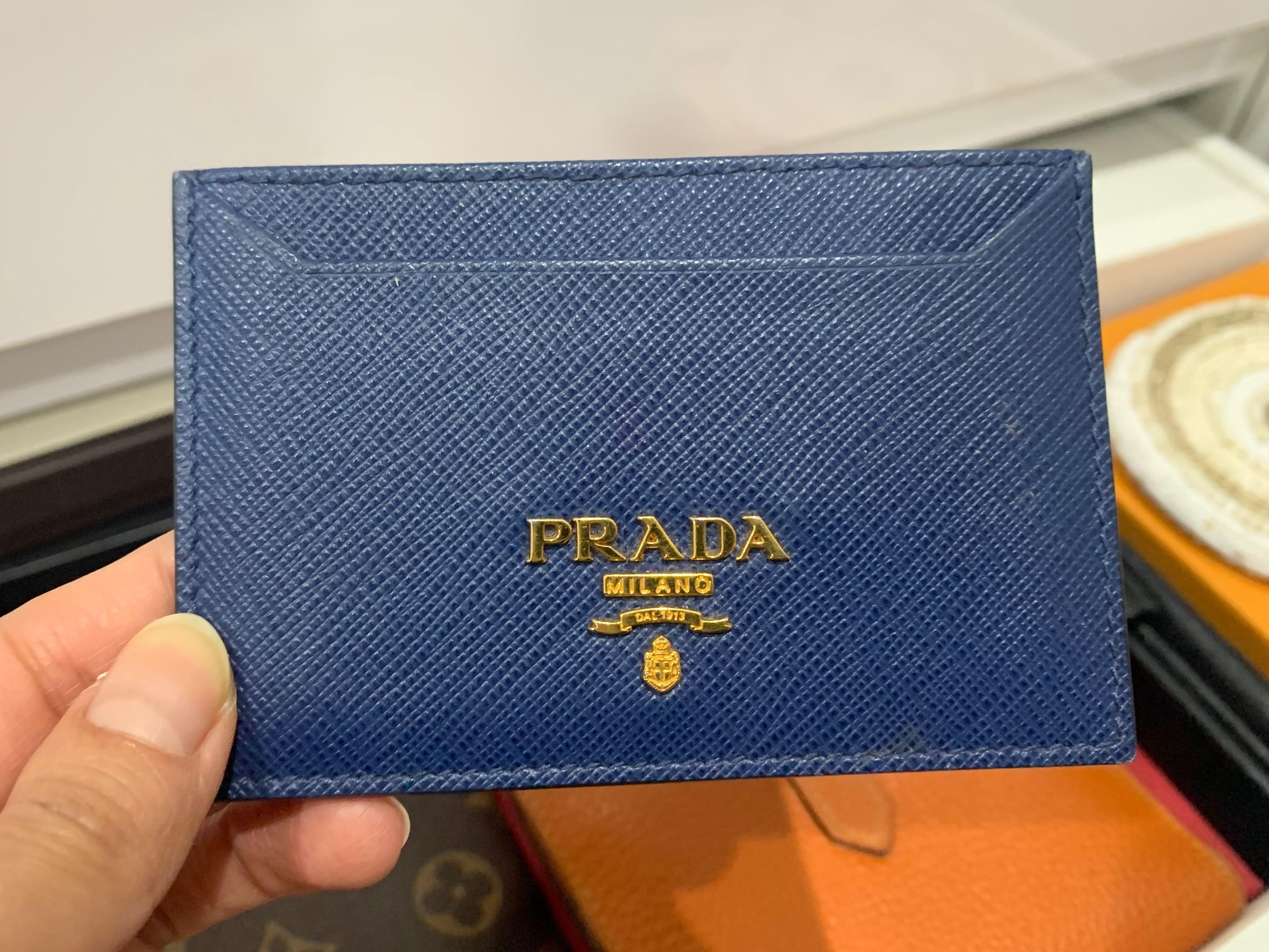 prada blue card holder