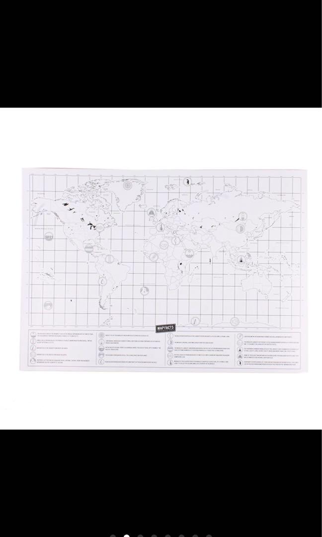 Scratch World Map (Category: Other Merchandise) located in Singapore. Submitted by jacobsenpo (Listing ID 1014593131, Image 4). Description: map Scratch World Log Journal Gift Off Edition Poster Feature: 100% brand new and high quality Color: Black. Material: Laminate, coloured foil. Size:Approx. 30 * 42cm. High Quality: Printed with high quality paper with a gloss coating for luxury and works exactly like a scratch card, once the gold scratch is