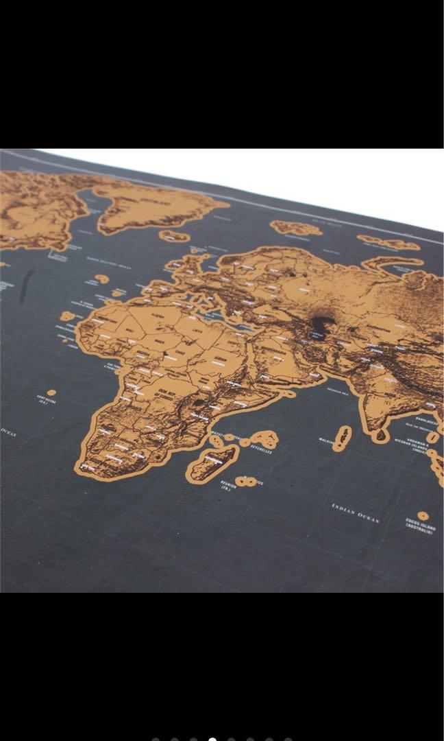 Scratch World Map (Category: Other Merchandise) located in Singapore. Submitted by jacobsenpo (Listing ID 1014593131, Image 5). Description: map Scratch World Log Journal Gift Off Edition Poster Feature: 100% brand new and high quality Color: Black. Material: Laminate, coloured foil. Size:Approx. 30 * 42cm. High Quality: Printed with high quality paper with a gloss coating for luxury and works exactly like a scratch card, once the gold scratch is
