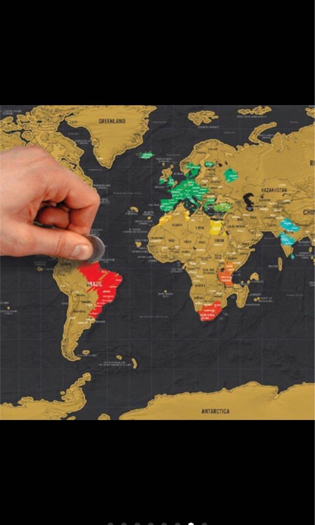 Scratch World Map (Category: Other Merchandise) located in Singapore. Submitted by jacobsenpo (Listing ID 1014593131, Image 1). Description: map Scratch World Log Journal Gift Off Edition Poster Feature: 100% brand new and high quality Color: Black. Material: Laminate, coloured foil. Size:Approx. 30 * 42cm. High Quality: Printed with high quality paper with a gloss coating for luxury and works exactly like a scratch card, once the gold scratch is