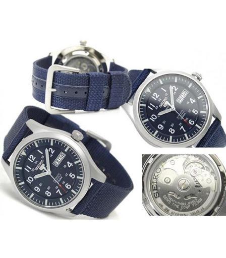 Seiko men's analogue automatic watch with textile online strap snzg11k1