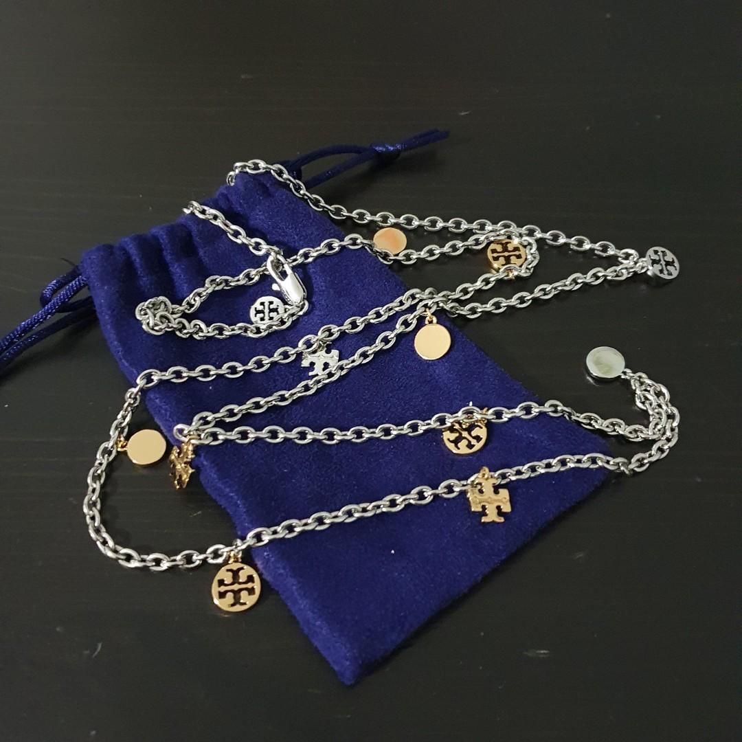 Tory burch shop logo charm necklace