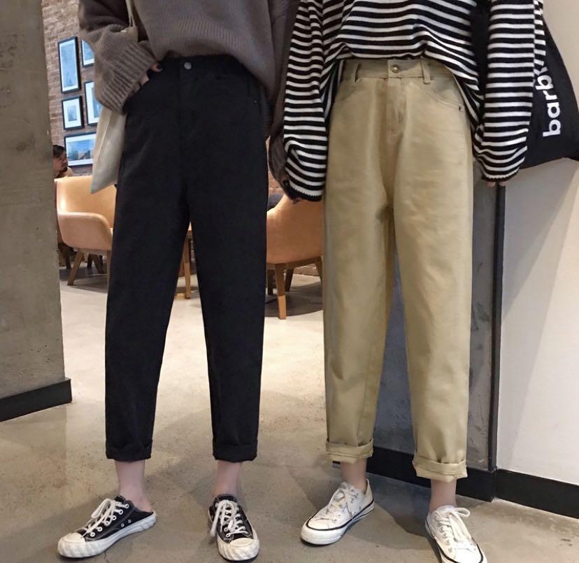Ulzzang Korean Black Mom Jeans, Women's 