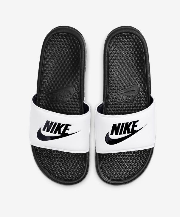nike slippers white and black