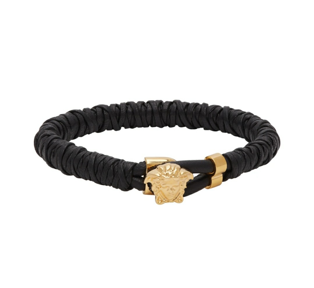 New Versace Black Leather Twisted Bracelet For Men Men S Fashion Accessories Others On Carousell