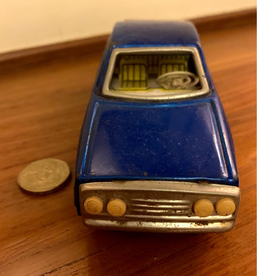 Vintage Tin Toy Cars - Blue Sedan, Hobbies & Toys, Memorabilia