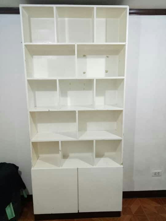 white shelving unit