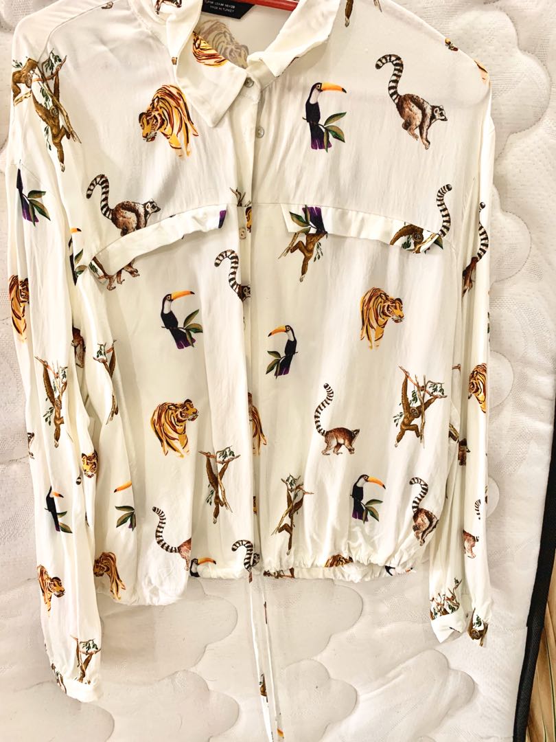 animal print blouses zara