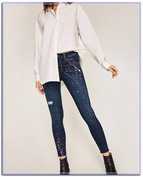 zara paint splash jeans