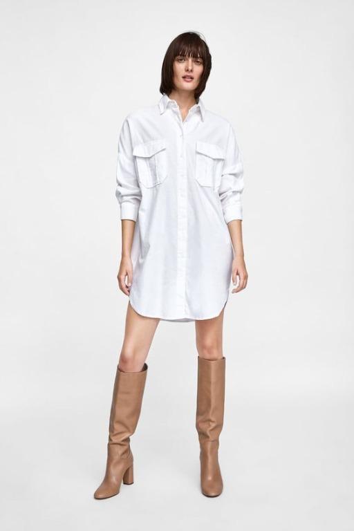 Zara White Corduroy Shirt Dress Women S Fashion Clothes Dresses Skirts On Carousell Zara white embroidered roma italy short sleeves maxi tee shirt dress size stop rated seller. zara white corduroy shirt dress