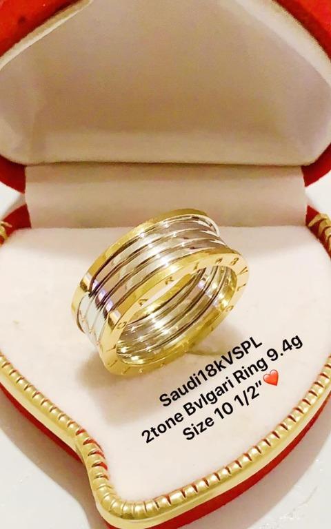 18k Saudi Gold 2tone Bvlgari Ring Men S Fashion Accessories Others On Carousell
