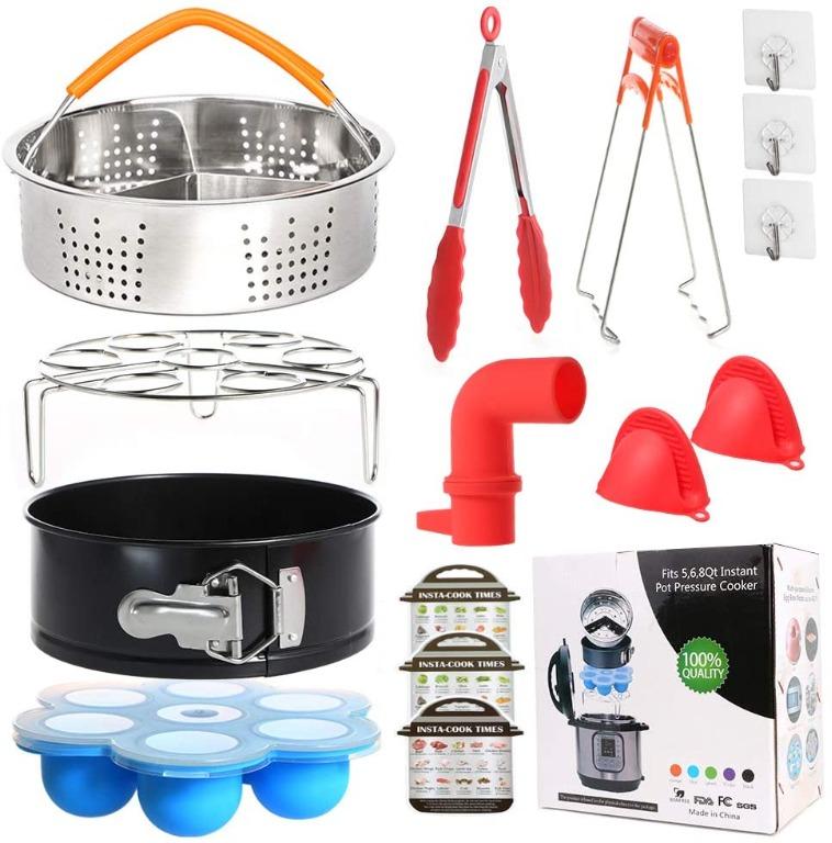 35Y56 12 Piece Accessories Kit for Instant Pot 6 8 QT Steamer Basket Egg Rack Egg Bites Mold Springform Pan Oven Mitts 3 Magnetic Cheat Sheet Steam Diverter and More Pressure Cooker Accessories Furnit...
