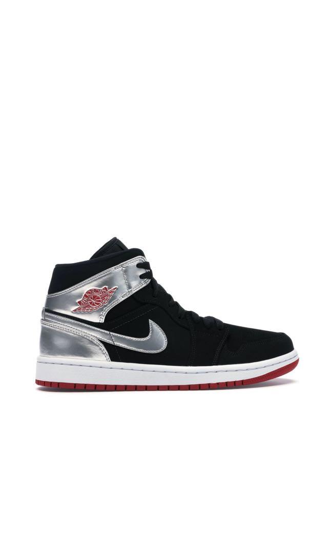 💯 Authentic Nike Air Jordan 1 Mid Johnny Kilroy silver