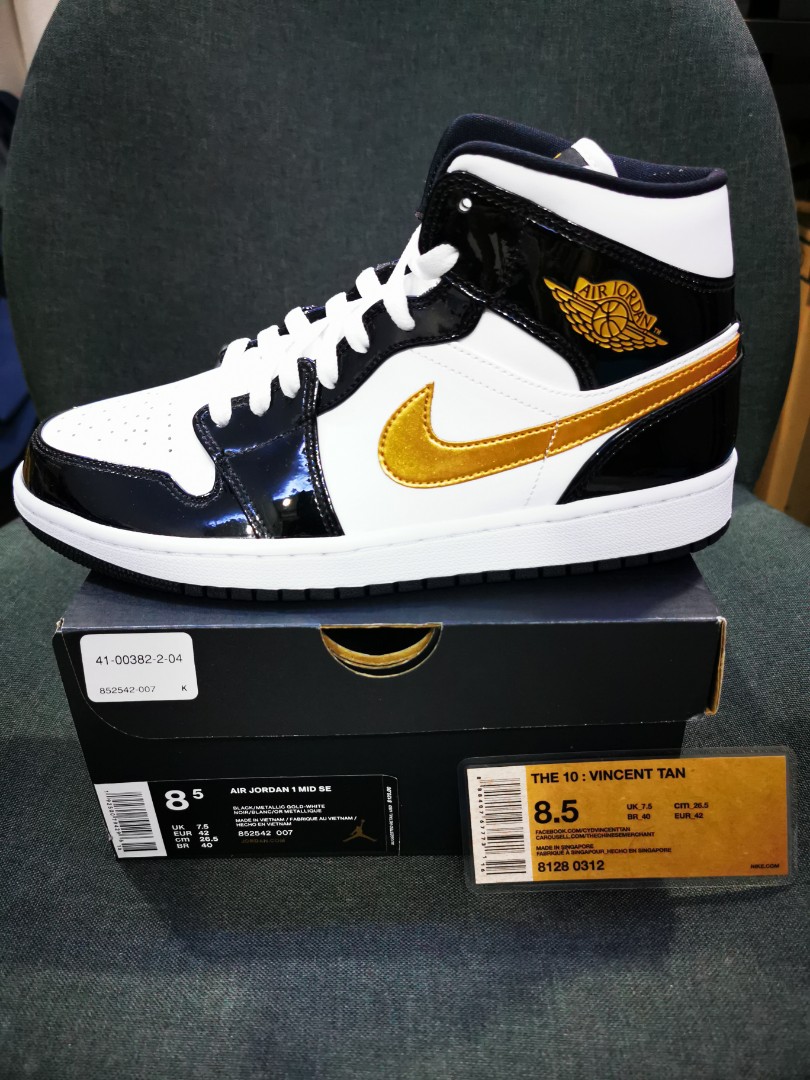 Air jordan 1 mid cheap patent gold