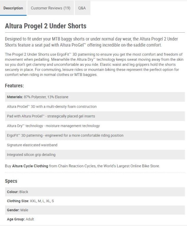 altura progel 2 undershorts